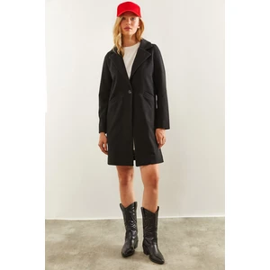 Kadın Tek Düğmeli Kaşe Kaban