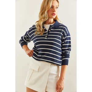 Kadın Polo Yaka Düğmeli Kazak