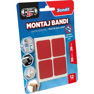 12'li Hazır Kesim Montaj Bandı - Şeffaf - 4x4 cm