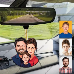 Wonder Like Ma Aile Tasarımlı Ahşap Araba Dikiz Ayna Süsü