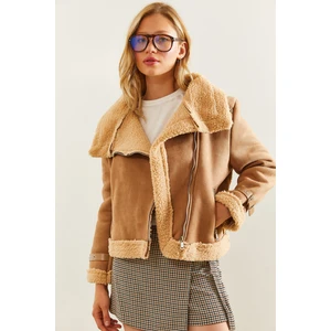 Kadın Üç Kemerli Süet Lamine Mont