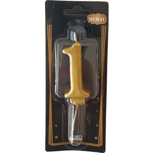 Ngüzel Party 1 Yaş Büyük Boy (7 Cm) 1 Rakam Lüks Pasta Mum Gold