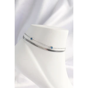 Callerrons Accessories  316L Çelik Gümüş Renk Nazar Boncuk Tasarımlı 2li Halhal - EBJ240822W26380