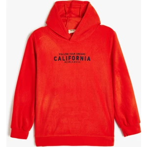 Kapşonlu Sweatshirt Baskılı Uzun Kollu