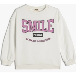 Baskılı Sweatshirt Bisiklet Yaka Iki Iplik Şardonlu Uzun Kollu