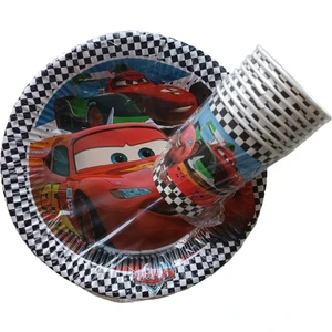 Ngüzel Party Cars Abalar Temalı Doğum Günü 8 Adet Karton Tabak + 8 Adet Karton Bardak Set