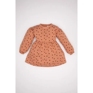 Kız Bebek Bisiklet Yaka Kalp Puantiyeli Uzun Kollu Sweatshirt Elbise D1708A524AU