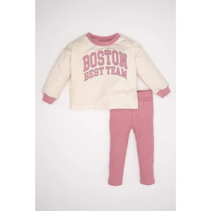Kız Bebek 2'li Takım Bisiklet Yaka Baskılı Sweatshirt Beli Lastikli Tayt D2851A524AU