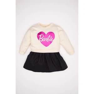 Kız Bebek Bisiklet Yaka Barbie Uzun Kollu Sweatshirt Elbise D2542A524AU