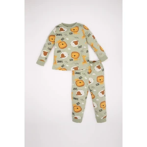 Erkek Bebek Pijama Takımı Penye Safari Desenli Uzun Kollu Üst Uzun Alt D3553A524WN
