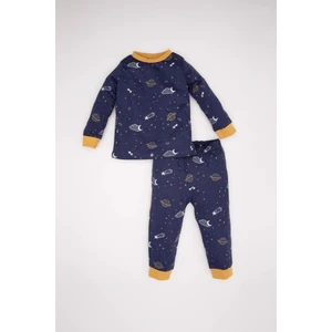 Erkek Bebek Pijama Takım Yıldız Desenli Penye Uzun Kollu Üst Beli Lastikli Uzun Alt D3554A524WN