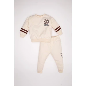 Erkek Bebek 2'li Takım Baskılı Bisiklet Yaka Sweatshirt Üst Beli Lastikli Jogger Eşofman Altı D2598A524AU