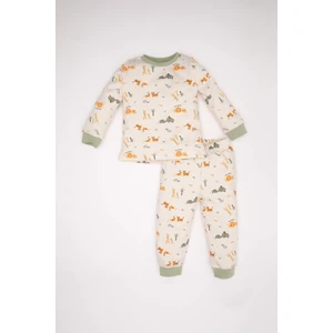 Erkek Bebek Pijama Takımı Safari Desenli Uzun Kollu Üst Uzun Alt D3556A524WN
