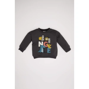 Erkek Bebek Bisiklet Yaka Hayvan Desenli İçi Yumuşak Tüylü Sweatshirt D3925A524WN