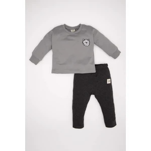 Erkek Bebek 2'li Takım Baskılı Bisiklet Yaka Sweatshirt Üst Beli Lastikli Jogger Eşofman Altı D2937A524WN