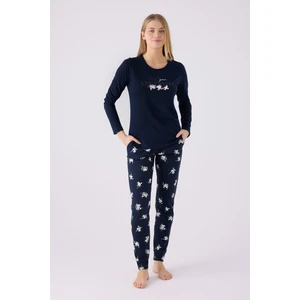Kadın Uzun Kol Pijama Takım AR3055 Lacivert