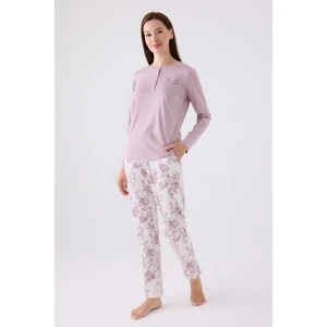 Kadın Mor Uzun Kol Pijama Takım
