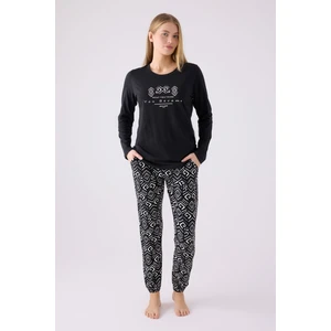 Pıerre Cardın Kadın Uzun Kol Pijama Takım PC8869 Siyah