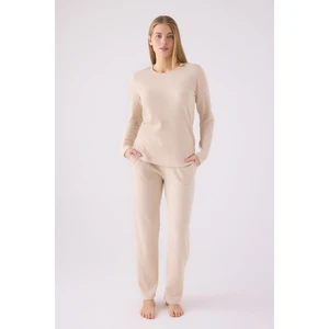 Pıerre Cardın Kadın Uzun Kol Pijama Takım PC8908 Bej