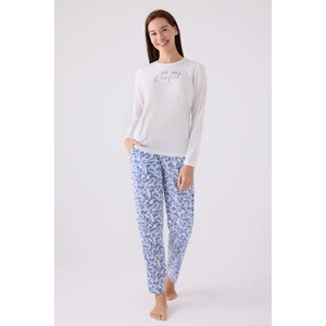 Kadın Uzun Kol Pijama Takım AR3068 Krem