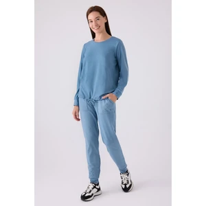 Pıerre Cardın Kadın Uzun Kol Pijama Takım PC8925 Indigo