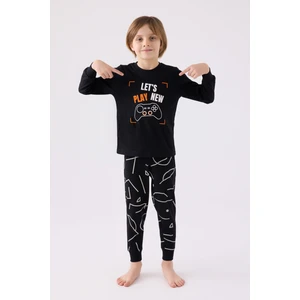 Erkek Çocuk Uzun Kol Pijama Takım RP3379 Siyah