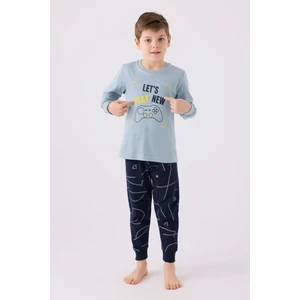 Erkek Çocuk Uzun Kol Pijama Takım RP3379 Soft Yeşil