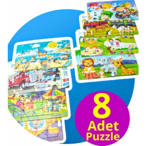 8 Adet  Çocuk  Yapboz - Çocuk Puzzle 30 Parçalı Set