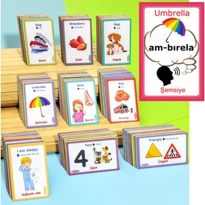 Ingilizce Telaffuzlu - Visual Eğitici Aktivite Kartları - Mega Eğitim Seti  (1-5 Yaş)