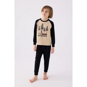 Erkek Çocuk Uzun Kol Pijama Takım RP3450 Bej