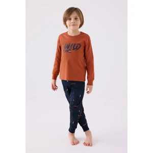 Erkek Çocuk Uzun Kol Pijama Takım RP3433 Açık Tarçın