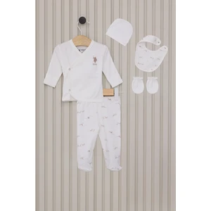 U.S. Polo Assn. Erkek Bebek 5lı Zıbın Seti Krem
