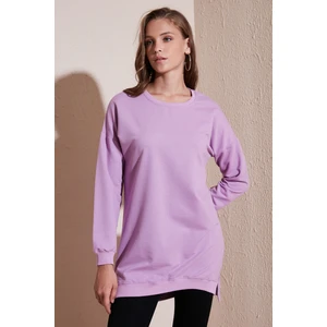Modest Pamuklu Bisiklet Yaka Oversize Fit Tunik Bayan Tunik 5864896