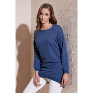 Modest Pamuklu Bisiklet Yaka Oversize Fit Tunik Bayan Tunik 5864896