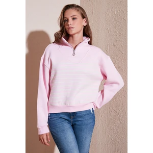 Streç Oversize Fit Yarım Fermuarlı Dik Yaka Sweat Bayan Sweat 5865883