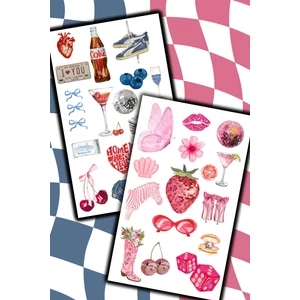 2 Sayfa Pink Blue Vsco Retro Temalı Laptop Telefon Ajanda Motosiklet Kask İçin Sticker Etiketi