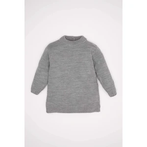 Kız Bebek Yarım Balıkçı Yaka Uzun Kollu Triko Elbise