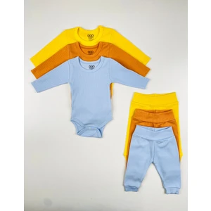 Efu Baby 3'lü %100 Pamuklu Raporlu Basic Bebek Body Pantolon Takım