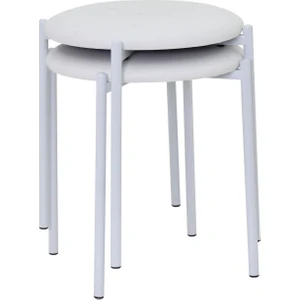 Nil Siyah Metal Ayak Deri Istiflenebilir Mutfak-Balkon Taburesi (2 Adet)