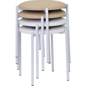 Nil Siyah Metal Ayak Deri Istiflenebilir Mutfak-Balkon Taburesi (4 Adet)