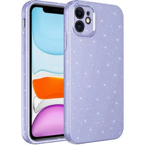 Techno Guru iPhone 11 Kılıf Kamera Korumalı Simli Lüks Koton Kapak