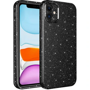 Techno Guru iPhone 12 Kılıf Kamera Korumalı Simli Lüks Koton Kapak