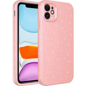 Techno Guru iPhone 11 Kılıf Kamera Korumalı Simli Lüks Koton Kapak