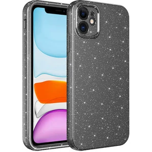Techno Guru iPhone 12 Kılıf Kamera Korumalı Simli Lüks Koton Kapak