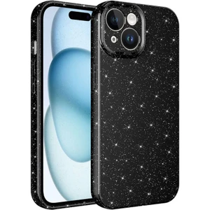 Techno Guru iPhone 15 Kılıf Kamera Korumalı Simli Lüks Koton Kapak