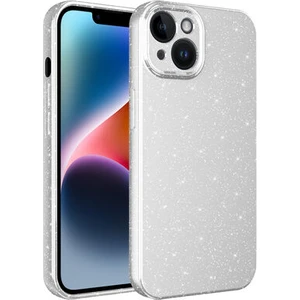 Techno Guru iPhone 13 Kılıf Kamera Korumalı Simli Lüks Koton Kapak