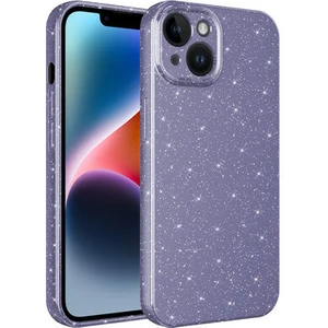 Techno Guru iPhone 14 Kılıf Kamera Korumalı Simli Lüks Koton Kapak