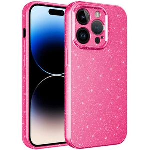Techno Guru iPhone 14 Pro Max Kılıf Kamera Korumalı Simli Lüks Koton Kapak