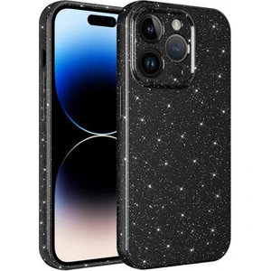 Techno Guru iPhone 14 Pro Max Kılıf Kamera Korumalı Simli Lüks Koton Kapak