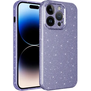 Techno Guru iPhone 14 Pro Max Kılıf Kamera Korumalı Simli Lüks Koton Kapak